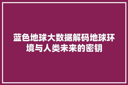 蓝色地球大数据解码地球环境与人类未来的密钥 Web前端