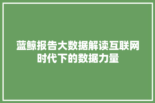 蓝鲸报告大数据解读互联网时代下的数据力量 WordPress教程