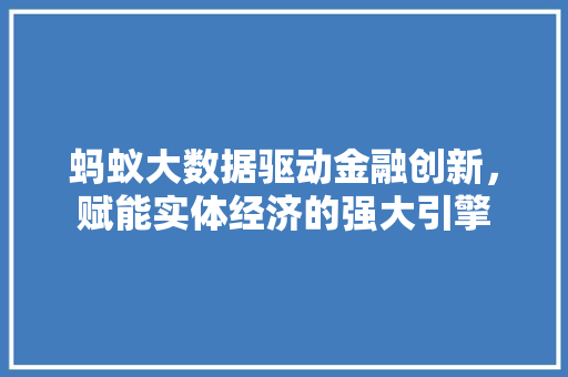 蚂蚁大数据驱动金融创新，赋能实体经济的强大引擎