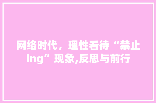 网络时代，理性看待“禁止ing”现象,反思与前行