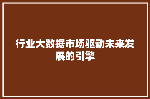 行业大数据市场驱动未来发展的引擎 友链在线