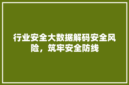行业安全大数据解码安全风险，筑牢安全防线 建站教程