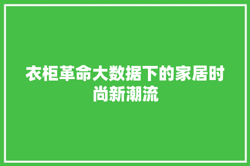 衣柜革命大数据下的家居时尚新潮流 友链在线