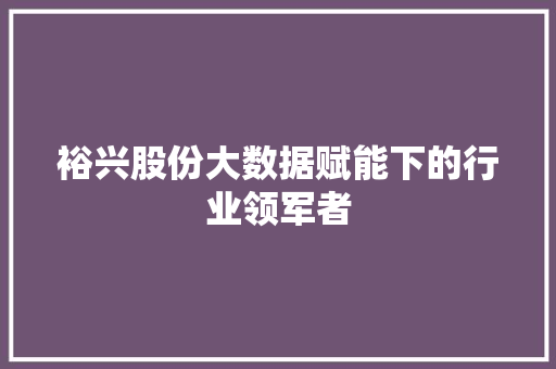 裕兴股份大数据赋能下的行业领军者