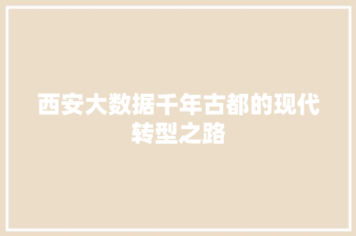 西安大数据千年古都的现代转型之路 服务器/数据库