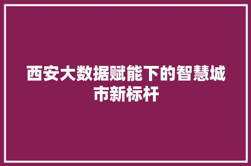 西安大数据赋能下的智慧城市新标杆