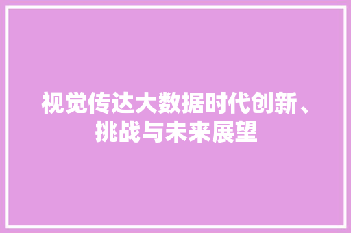 视觉传达大数据时代创新、挑战与未来展望
