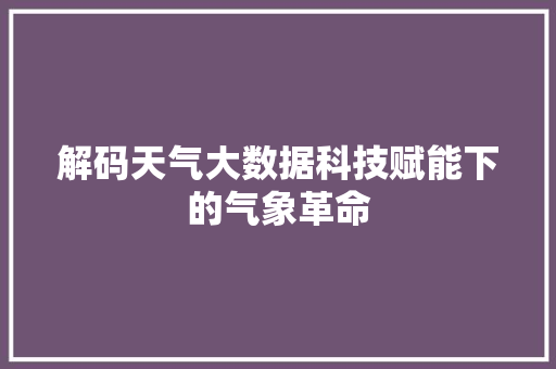 解码天气大数据科技赋能下的气象革命 友链在线