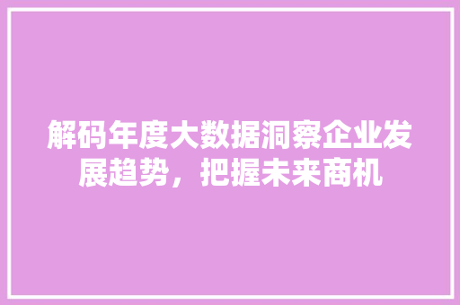 解码年度大数据洞察企业发展趋势，把握未来商机 Web前端