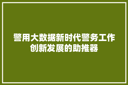 警用大数据新时代警务工作创新发展的助推器 WordPress教程