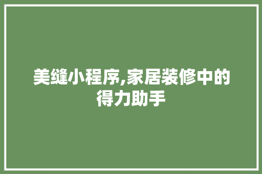 美缝小程序,家居装修中的得力助手