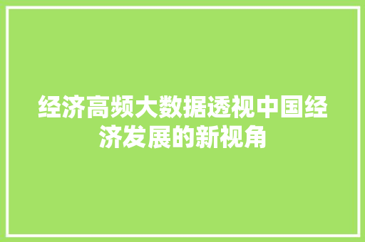 经济高频大数据透视中国经济发展的新视角 建站教程