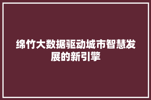 绵竹大数据驱动城市智慧发展的新引擎 友链在线