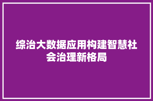 综治大数据应用构建智慧社会治理新格局 建站教程