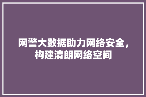 网警大数据助力网络安全，构建清朗网络空间 Web前端