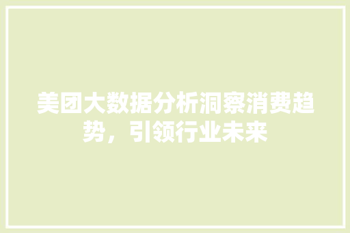 美团大数据分析洞察消费趋势，引领行业未来