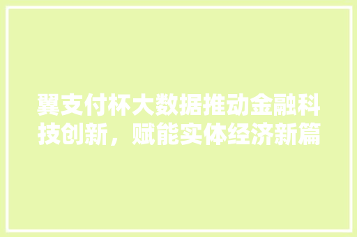 翼支付杯大数据推动金融科技创新，赋能实体经济新篇章