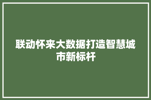 联动怀来大数据打造智慧城市新标杆 建站教程