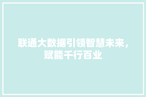 联通大数据引领智慧未来，赋能千行百业 SEO教程