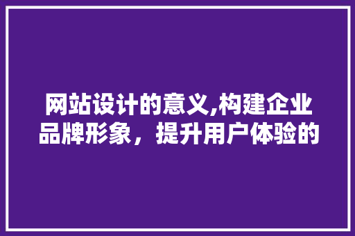 网站设计的意义,构建企业品牌形象，提升用户体验的桥梁