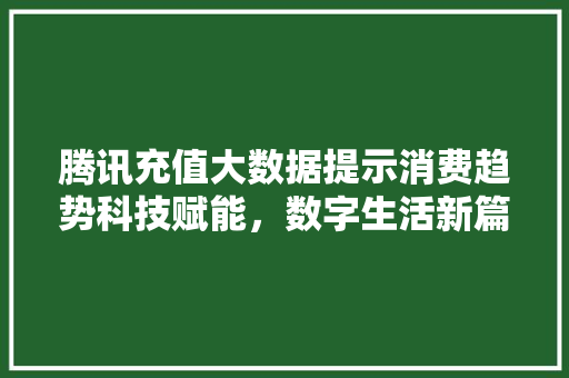 腾讯充值大数据提示消费趋势科技赋能，数字生活新篇章