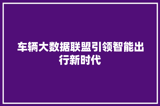 车辆大数据联盟引领智能出行新时代