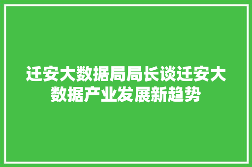 迁安大数据局局长谈迁安大数据产业发展新趋势