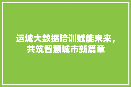 运城大数据培训赋能未来，共筑智慧城市新篇章 建站教程