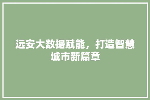 远安大数据赋能，打造智慧城市新篇章