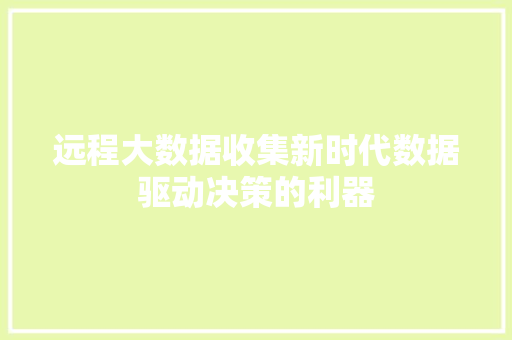 远程大数据收集新时代数据驱动决策的利器