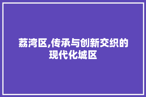 荔湾区,传承与创新交织的现代化城区