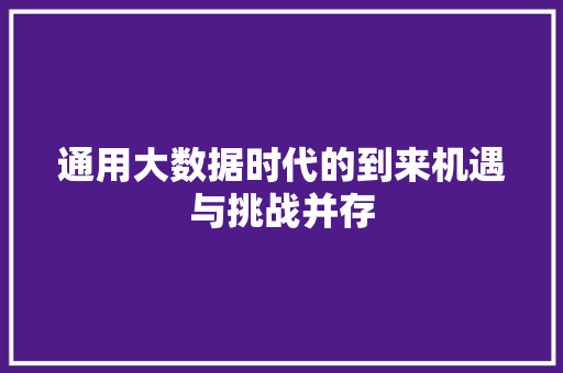通用大数据时代的到来机遇与挑战并存