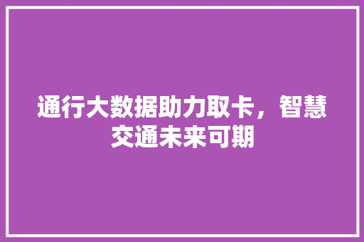 通行大数据助力取卡，智慧交通未来可期
