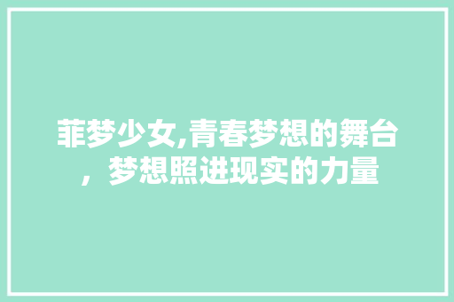 菲梦少女,青春梦想的舞台，梦想照进现实的力量