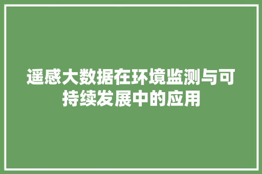 遥感大数据在环境监测与可持续发展中的应用 Web前端