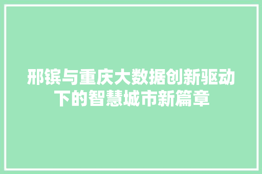 邢镔与重庆大数据创新驱动下的智慧城市新篇章