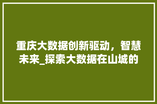 重庆大数据创新驱动，智慧未来_探索大数据在山城的应用与发展