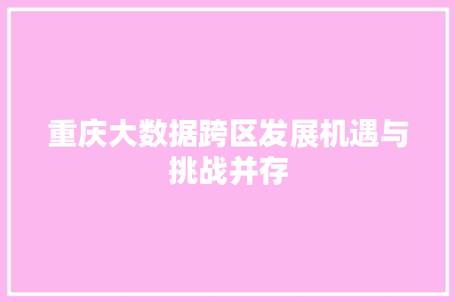重庆大数据跨区发展机遇与挑战并存