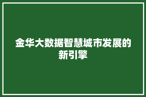 金华大数据智慧城市发展的新引擎
