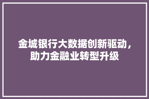金城银行大数据创新驱动，助力金融业转型升级