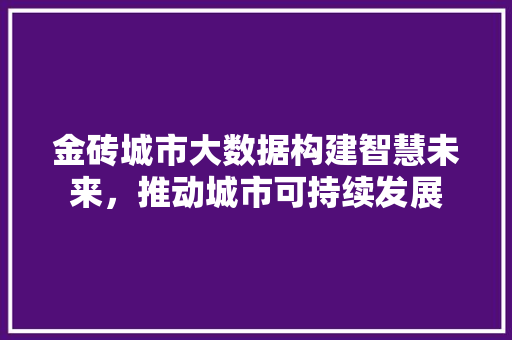 金砖城市大数据构建智慧未来，推动城市可持续发展