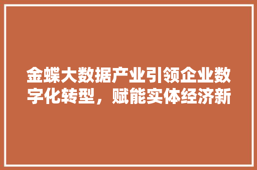 金蝶大数据产业引领企业数字化转型，赋能实体经济新未来