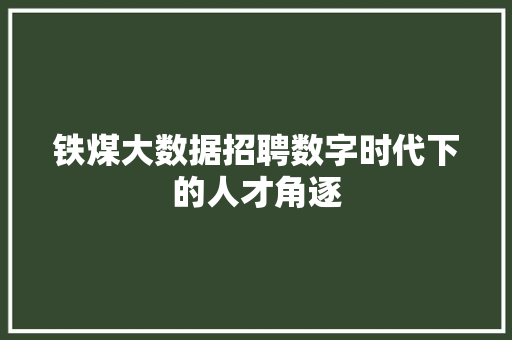铁煤大数据招聘数字时代下的人才角逐