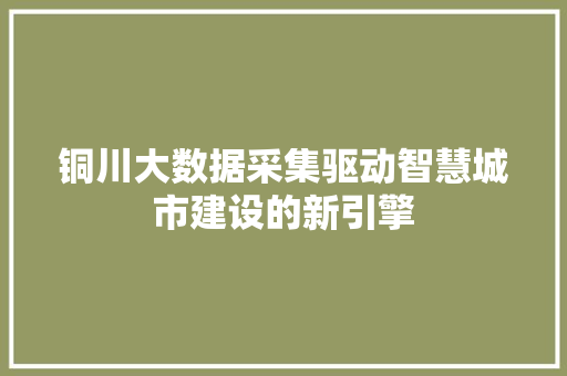 铜川大数据采集驱动智慧城市建设的新引擎