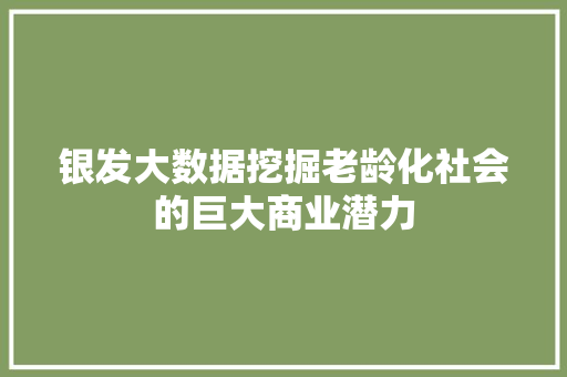 银发大数据挖掘老龄化社会的巨大商业潜力