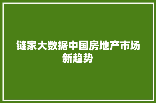 链家大数据中国房地产市场新趋势