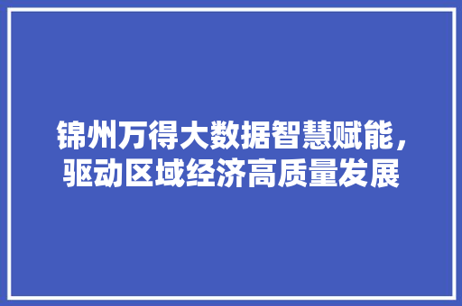 锦州万得大数据智慧赋能，驱动区域经济高质量发展