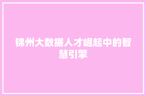 锦州大数据人才崛起中的智慧引擎