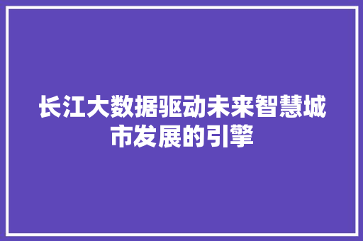 长江大数据驱动未来智慧城市发展的引擎