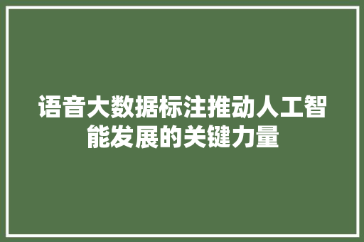 语音大数据标注推动人工智能发展的关键力量